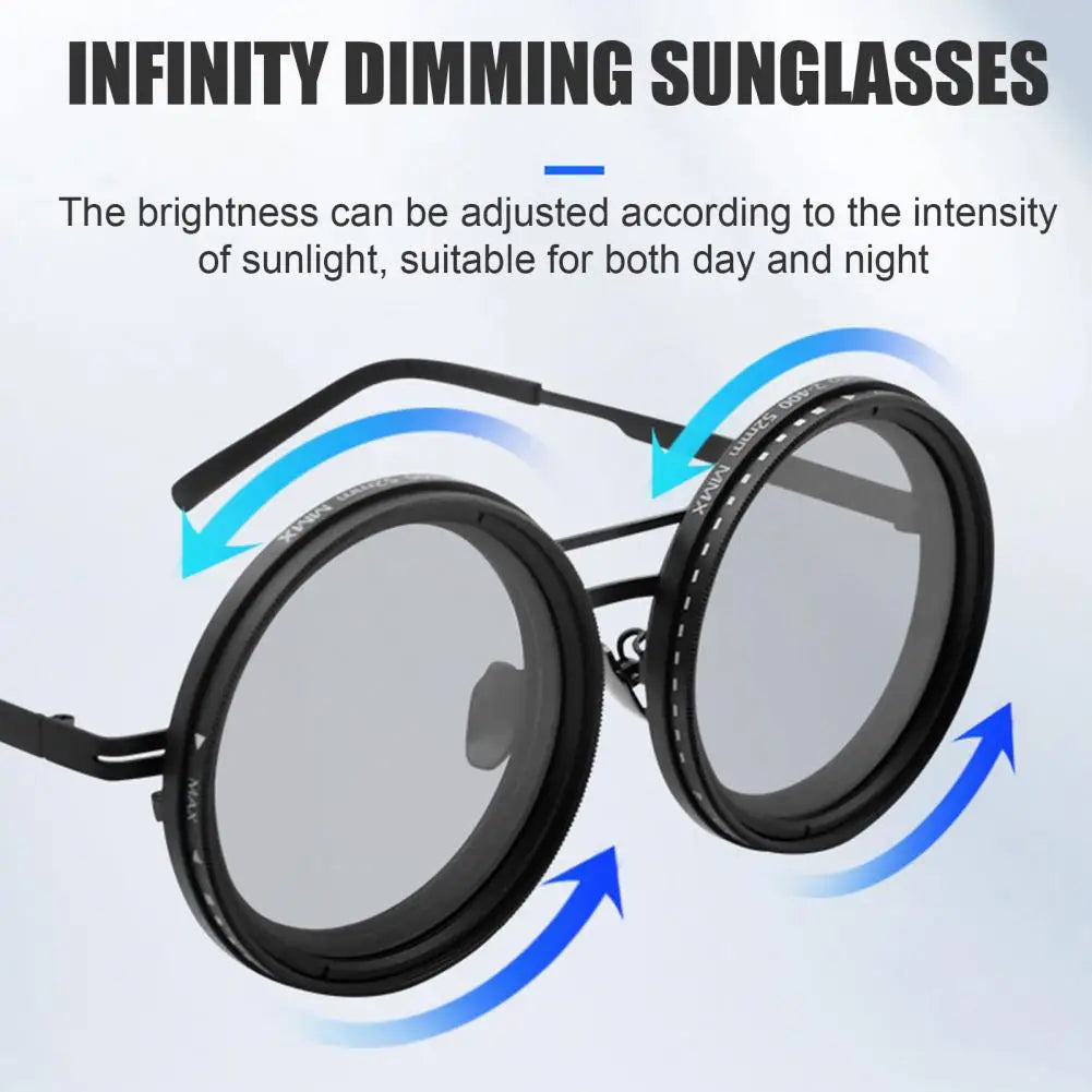 Adjustable Men round Polarized Sunglasses ND Filter Tech Infinity Dimming Glasses Multifunctional Fishing Sunglasses