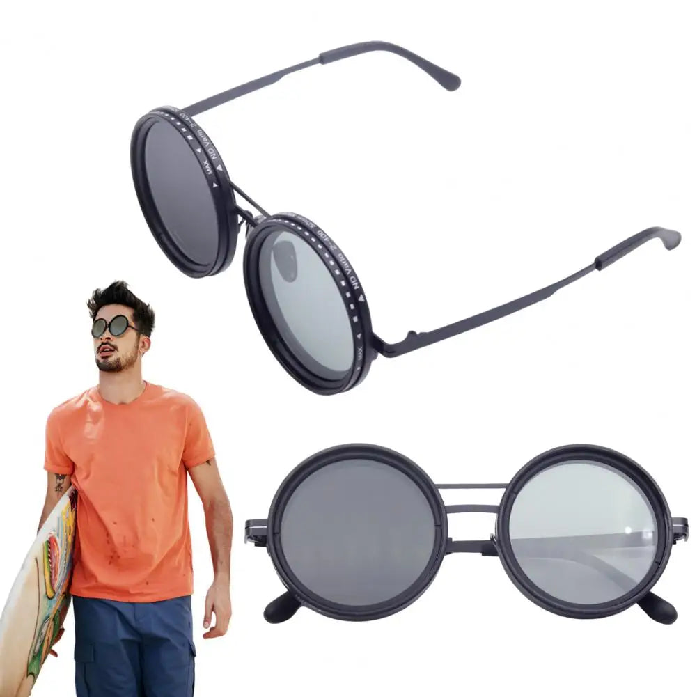 Adjustable Men round Polarized Sunglasses ND Filter Tech Infinity Dimming Glasses Multifunctional Fishing Sunglasses