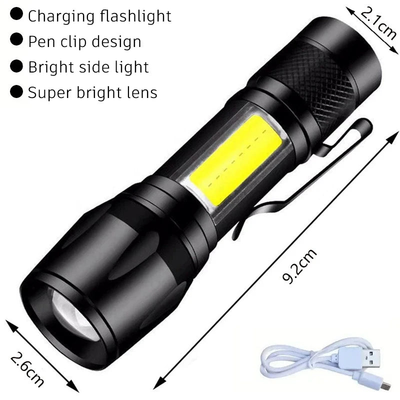 2000LM Ultra Bright P50 LED Flashlight Tactical EDC Emergency Spotlight Telescopic ZoomHandheld Torch w/ 14500/18650 Battery