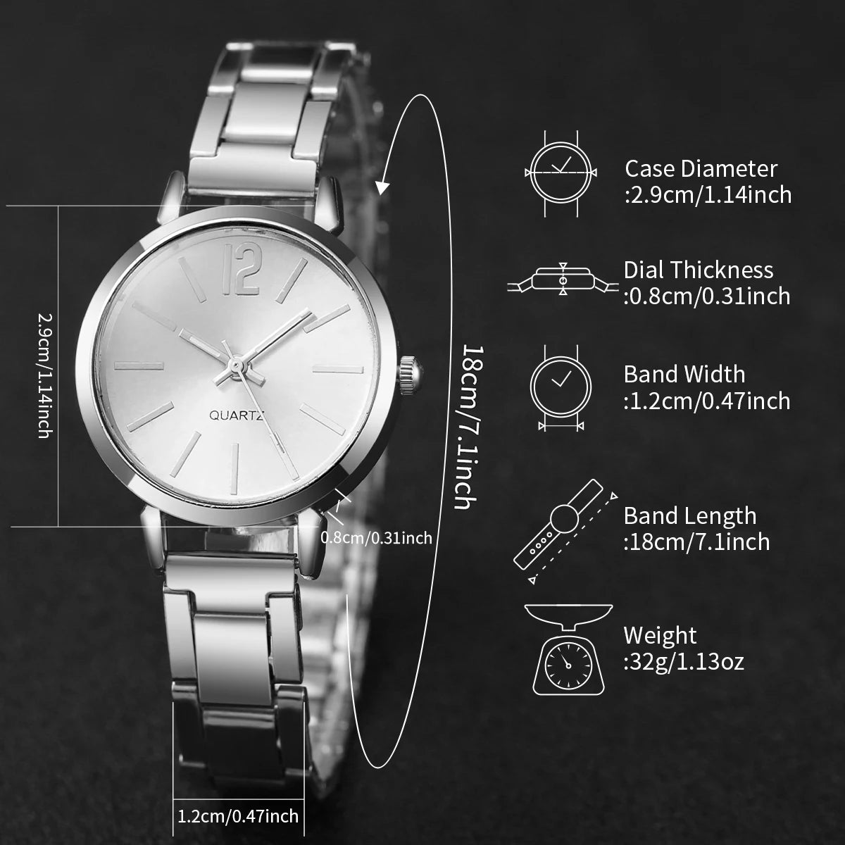 Women's Steel Strap Watch & Love Bracelet Set