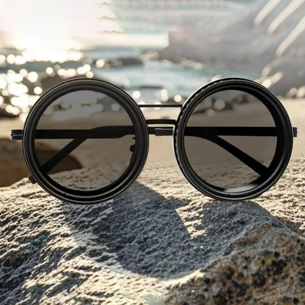 Adjustable Men round Polarized Sunglasses ND Filter Tech Infinity Dimming Glasses Multifunctional Fishing Sunglasses