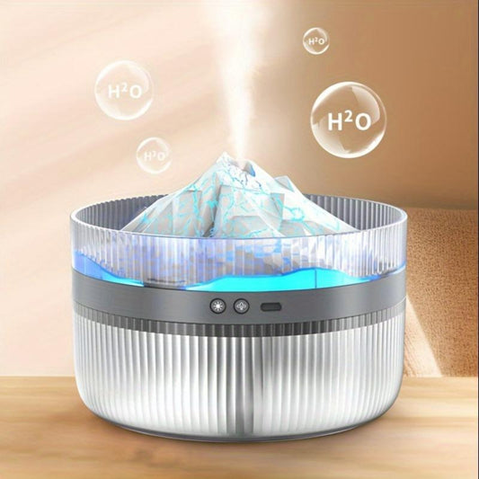 2 Color LED Mood Simulation Volcano Flame Light Humidifier -2L Large Capacity, Aromatherapy Diffuser with Timer, Auto Shutoff, Ultra Quiet Operation, Suitable for Bedroom, Office, Living Room Portable