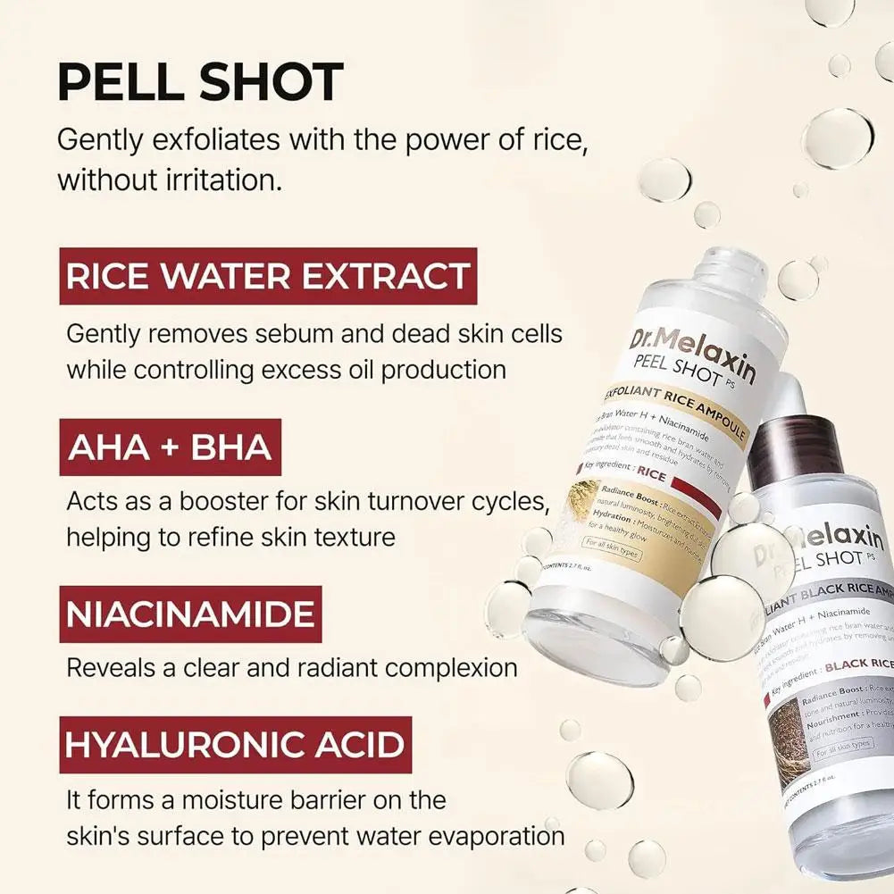 Glow Rice Ampoule Rice Essence Moisturizing and Hydrating Gentle Cleansing Peel Shot Exfoliant Repair Skin Niacinamide Essences