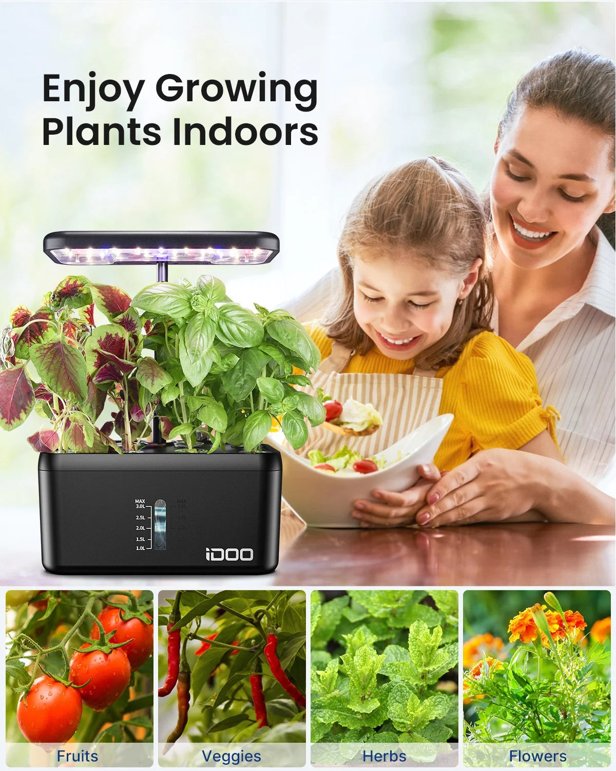 8 Pods Hydroponic Growing System, Indoor Herb Garden Kit with Automatic Timer LED Grow Light