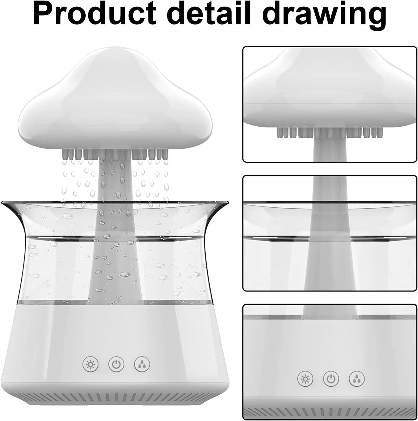 Cloud Rain Humidifier for Bedroom & Large Room Water Drip Humidifier with Remote