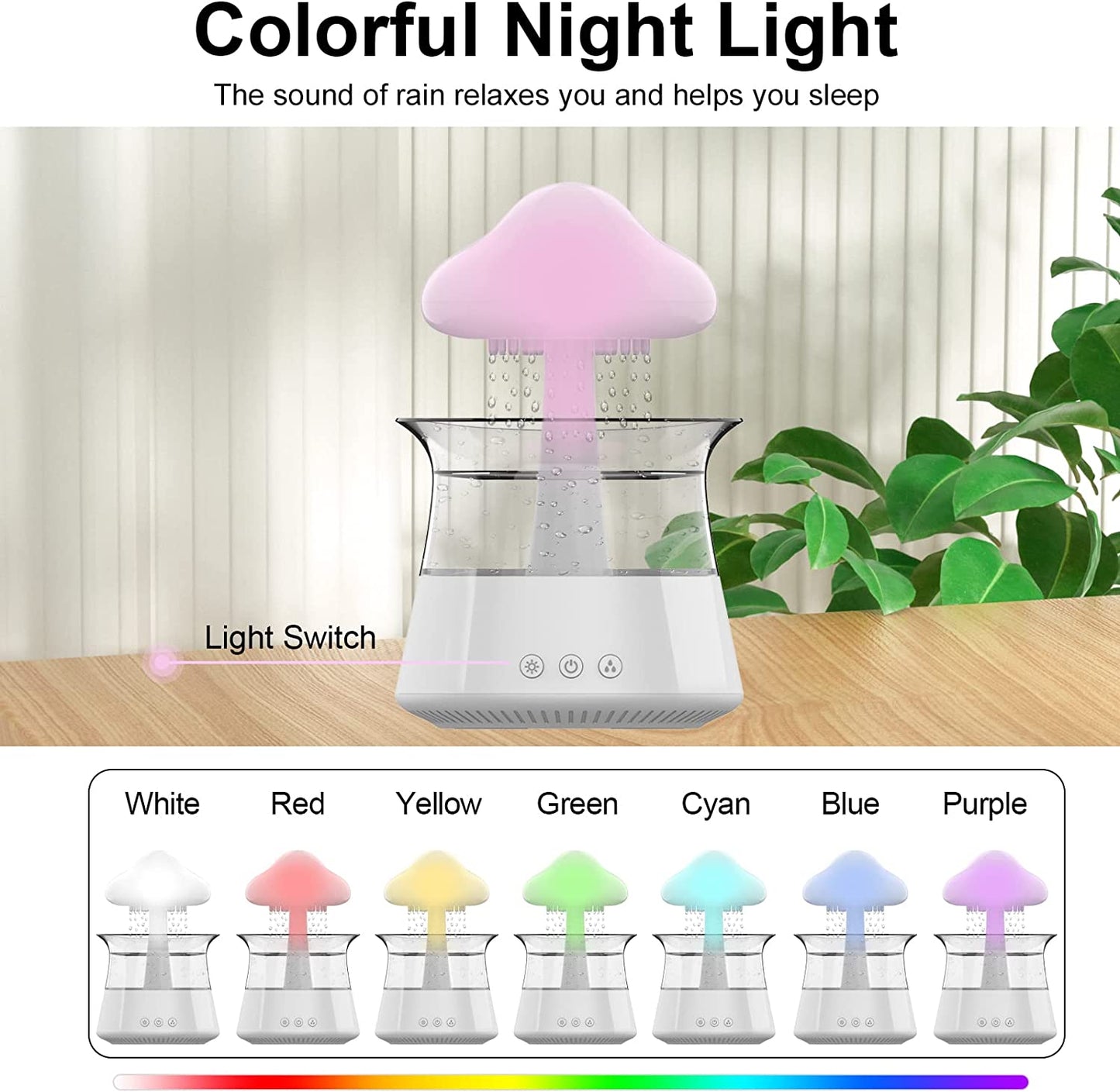 Cloud Rain Humidifier for Bedroom & Large Room Water Drip Humidifier with Remote