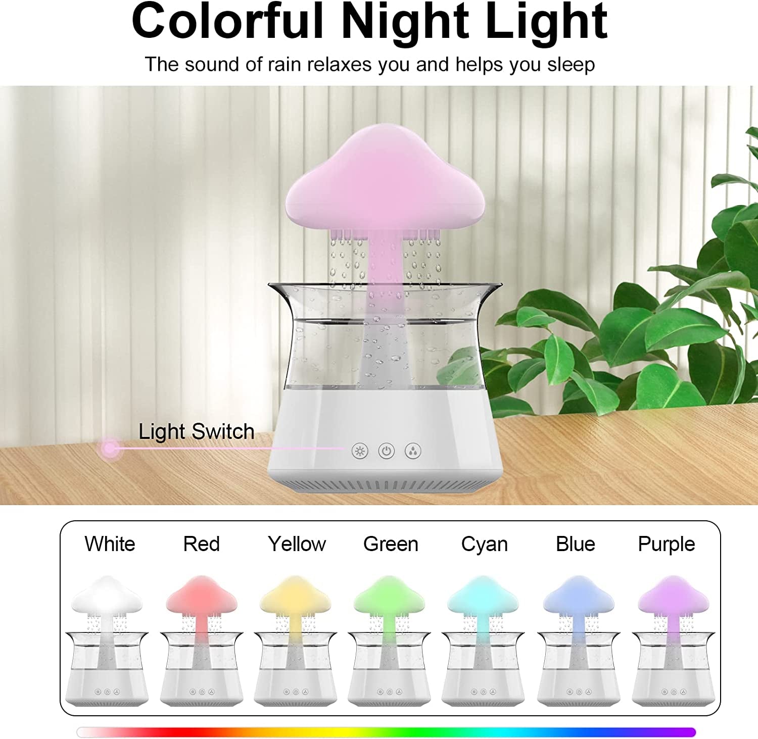 Cloud Rain Humidifier for Bedroom & Large Room Water Drip Humidifier with Remote