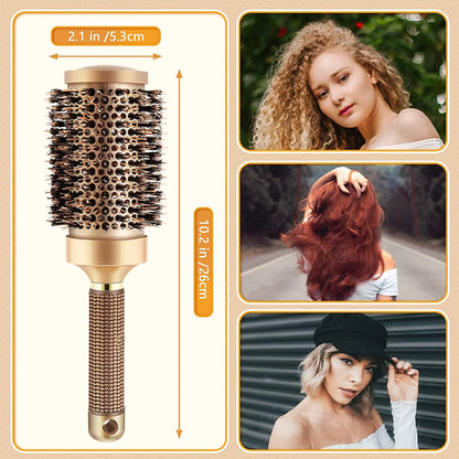 Boar Wet Bristle round Hair Brush, Ceramic Ionic Salon Pro Comb Styling Scalp Hairbrush Ideal for All Hair Types for Men and Women