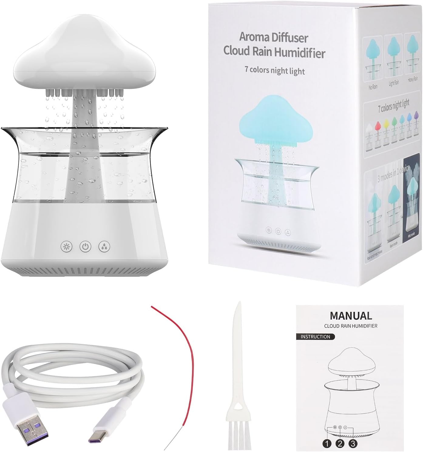 Cloud Rain Humidifier for Bedroom & Large Room Water Drip Humidifier with Remote