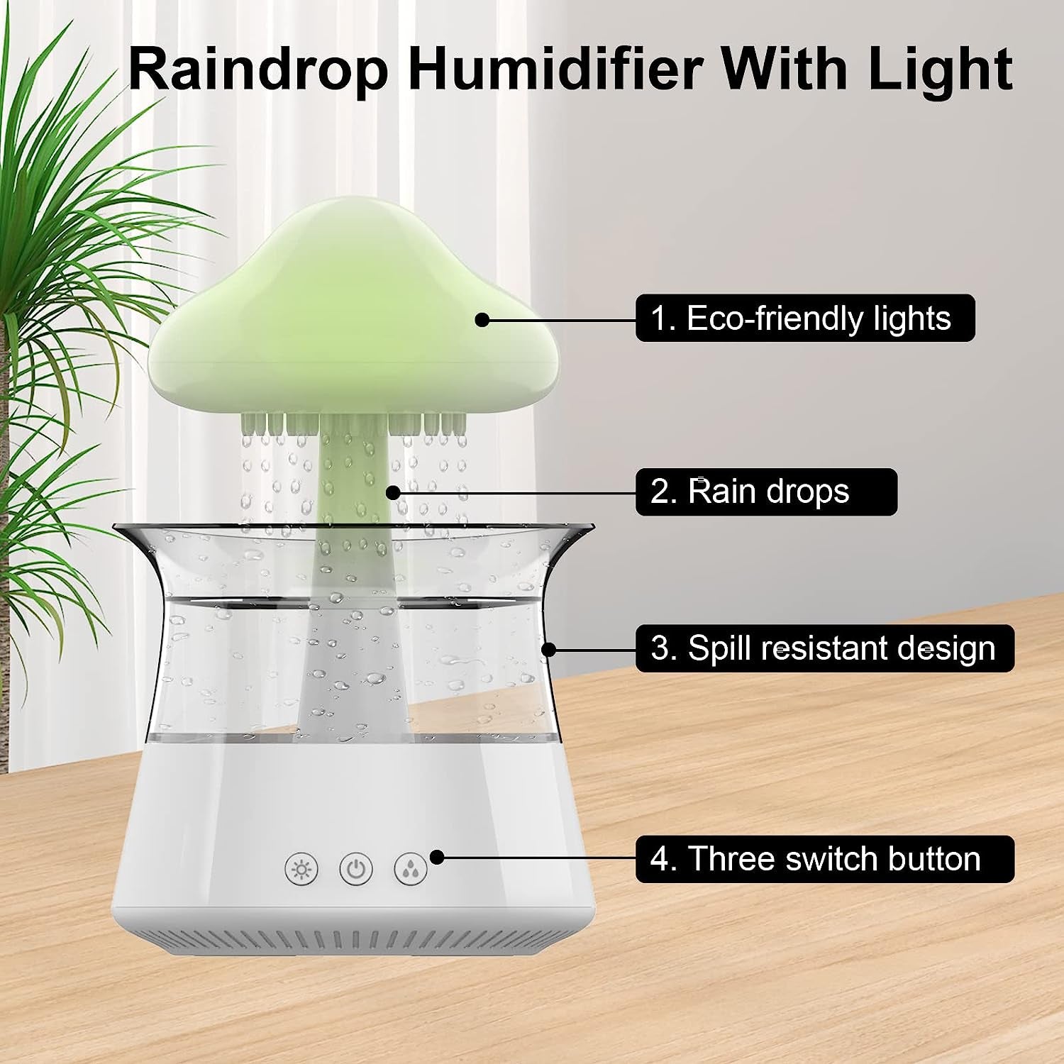 Cloud Rain Humidifier for Bedroom & Large Room Water Drip Humidifier with Remote