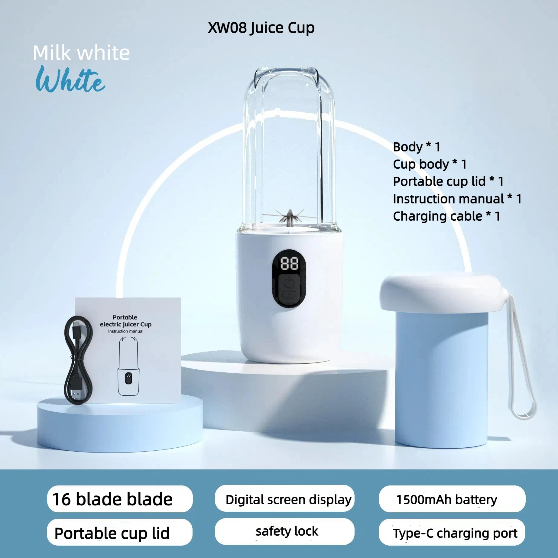 Mixing Cup Juice Cup Portable Rechargeable Small Juice Cup Home and Outdoor Multifunctional Juice Mixing NO BPA Food Is Safe